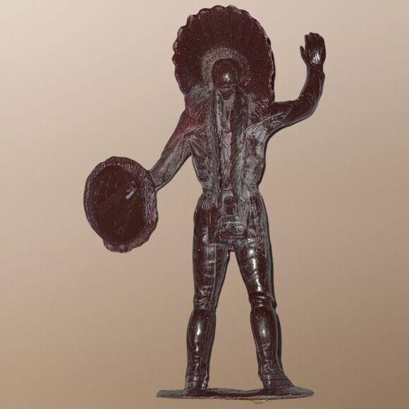 Vintage Louis Marx Native Brown Styled Plastic Indian Chief Figure Plastimarx 6” - Picture 2 of 4